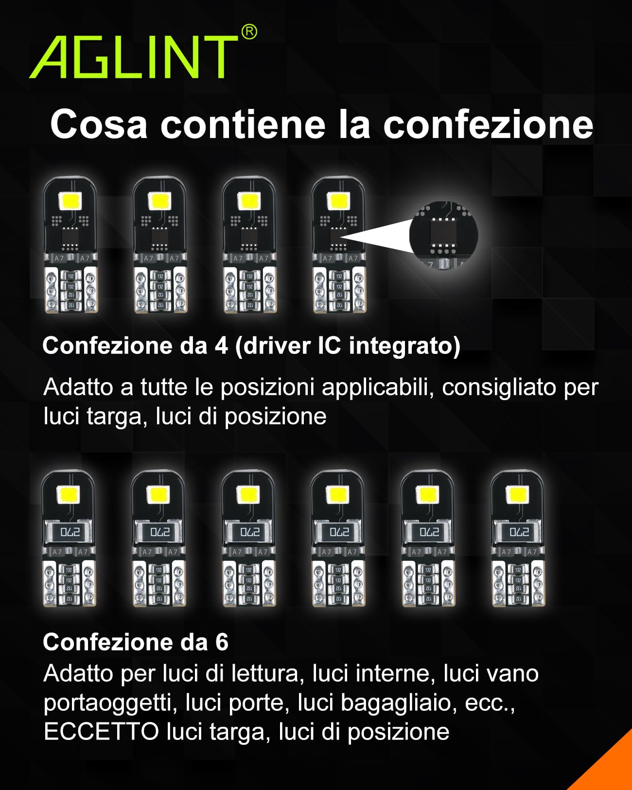 T10 W5W LED CANBUS Sensa Errore Lampadine 12V 194 168 2825 Cuneo Tipo Luci Dell'automobile Bulb 6000K 2SMD La Luce Interna Dell'auto Targa Lampade Luci Posizione LED Bianco