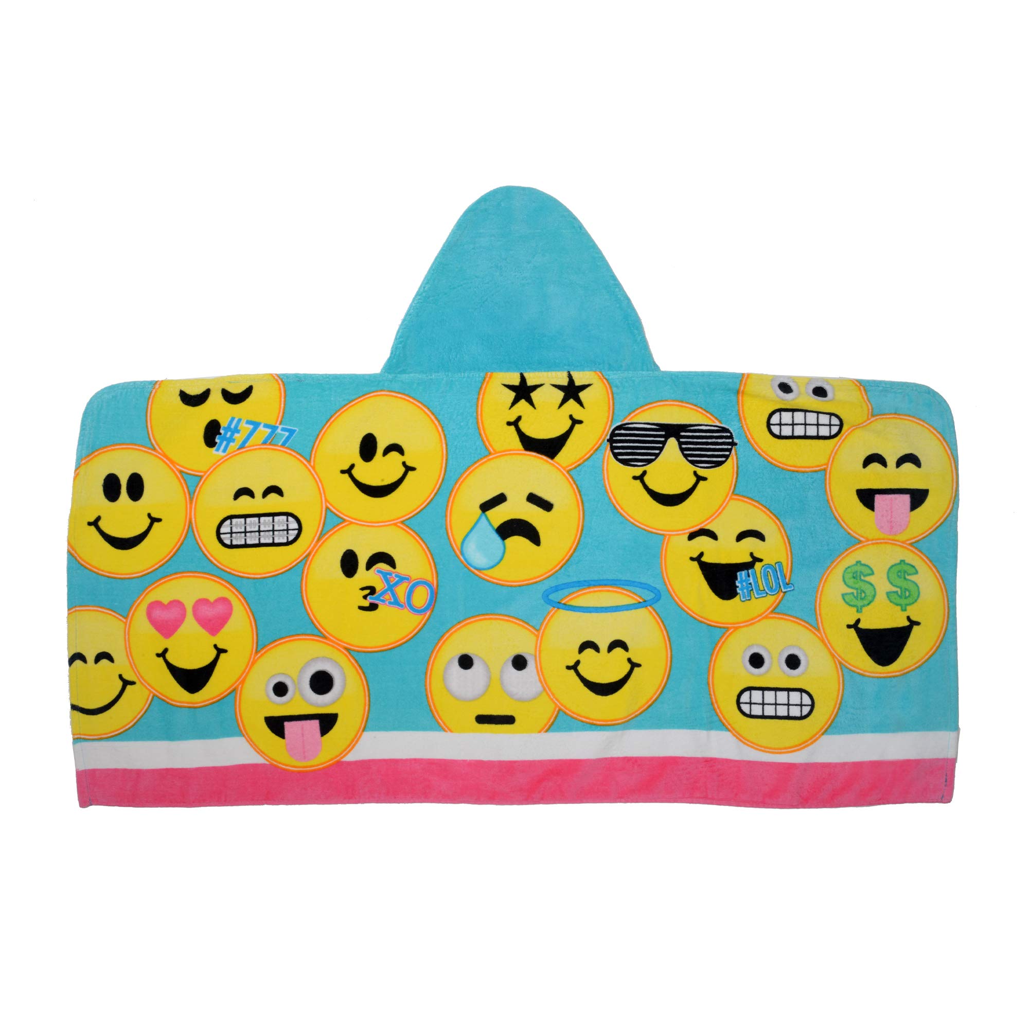 Franco Kinder Badetuch mit Kapuze, Baumwolle, 61 x 127 cm, Emojination Blau