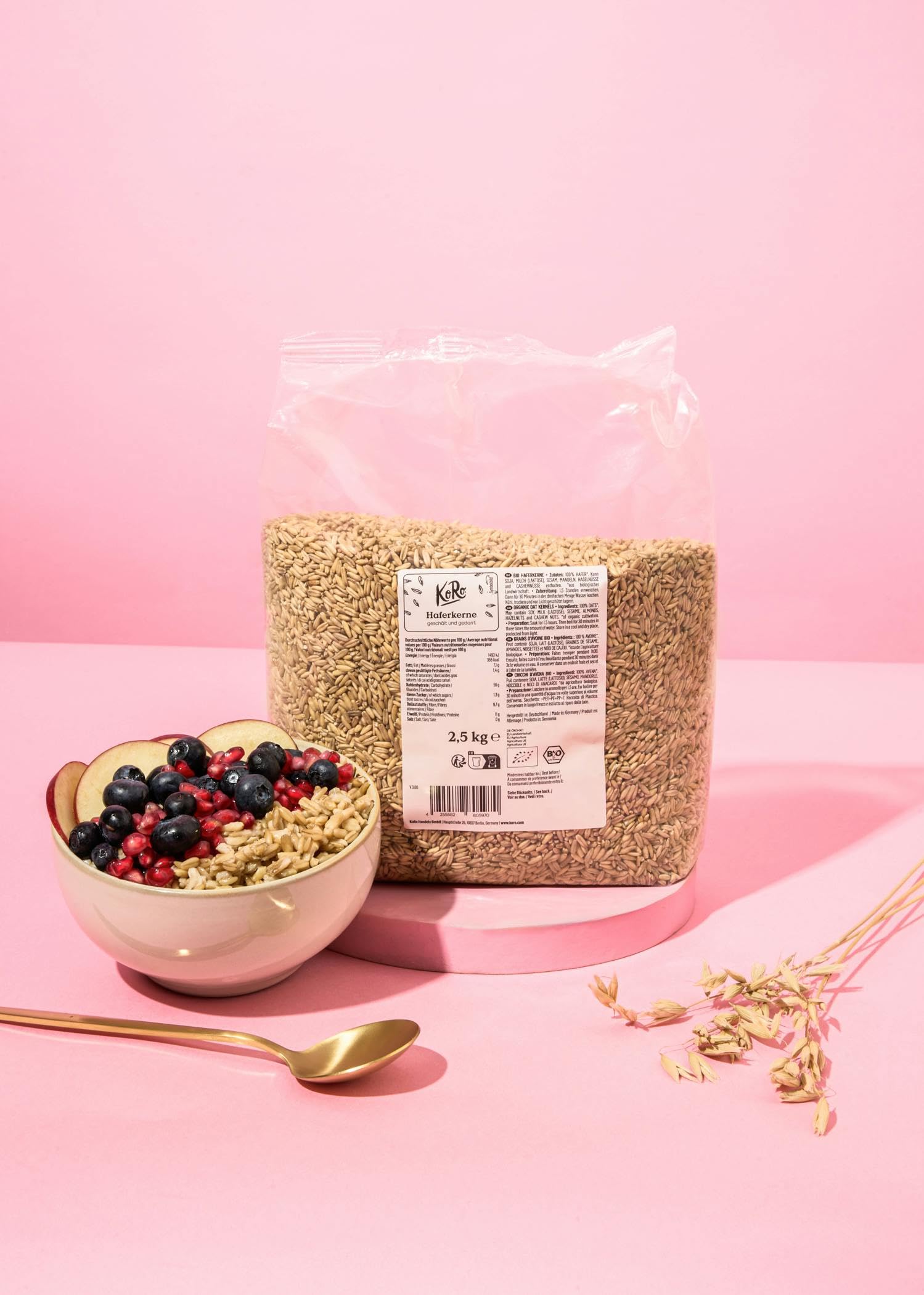 KoRo - Chicchi d'avena biologici 4 x 2,5 kg - Qualità biologica - Alto contenuto di fibre - Fonte di proteine - Ideale per il porridge, la cottura al forno o come contorno
