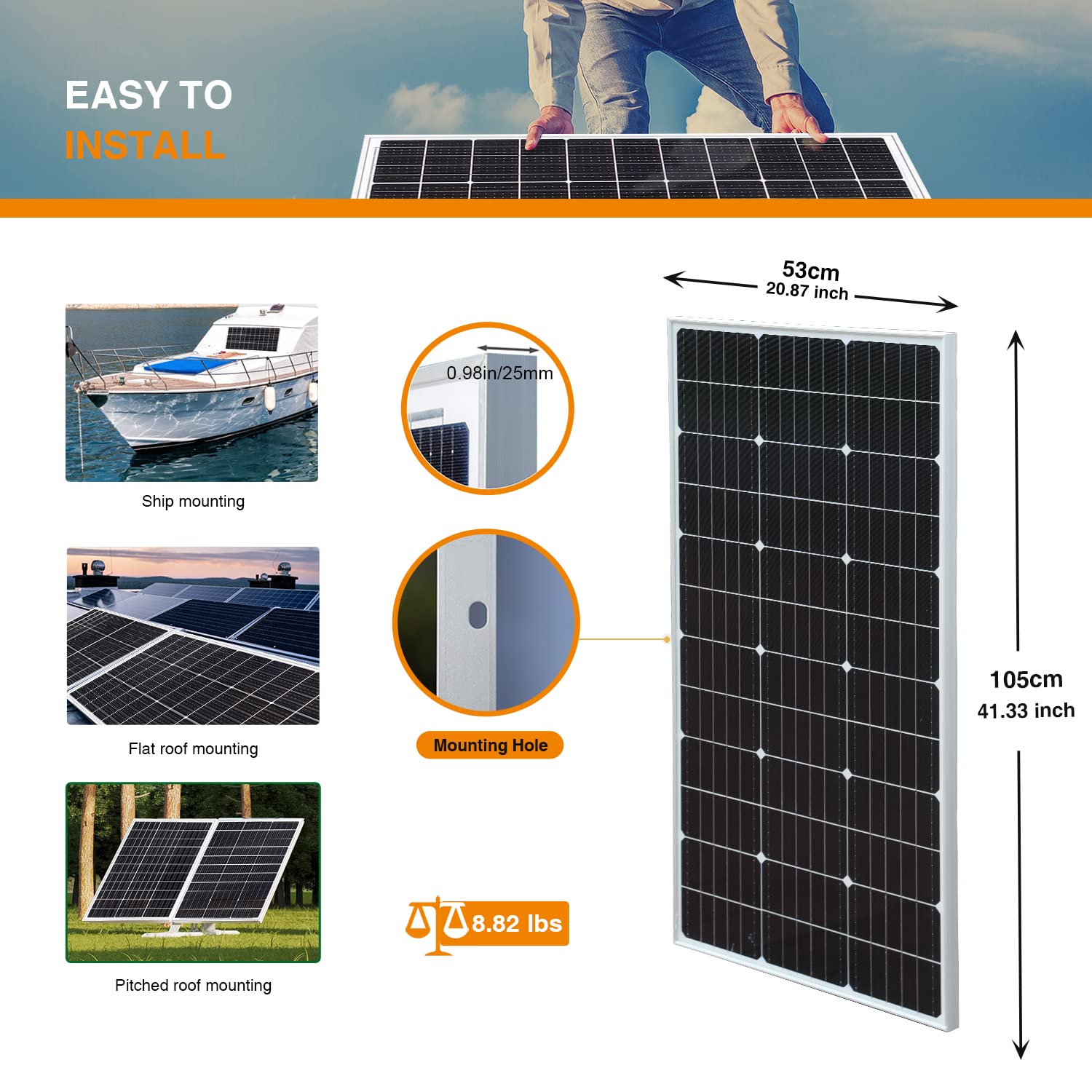 XINPUGUANG Kit Panel Solar 100w 12v 100 Watt Mono Fotovoltaica 18v Módulo 10A Regulador de carga para el barco, coche, autocaravana, casa, jardín, cobertizo