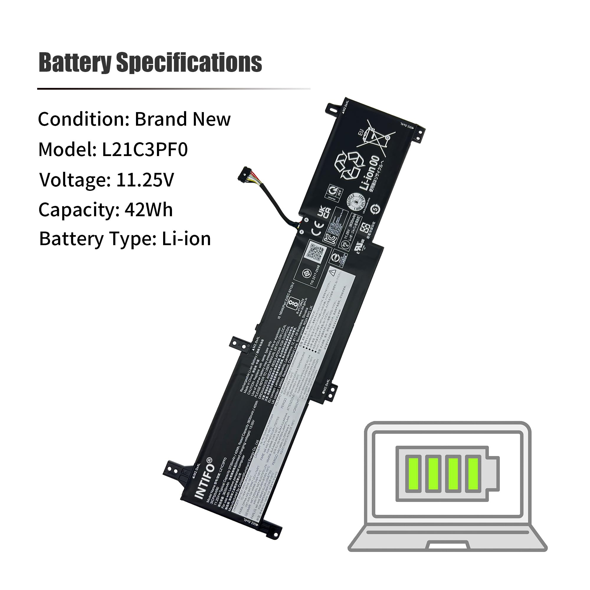 Amazon.com: INTIFO 42Wh L21C3PF0 Laptop Battery Compatible with