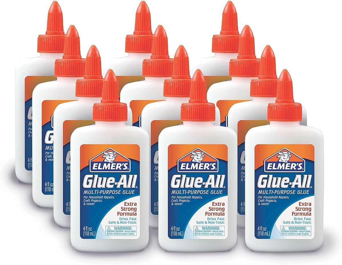 Elmer's Glue-All, Multi-Purpose Liquid Glue, 4oz, 12 Count - #1 Teacher Brand, Arts & Crafts, Non-Toxic