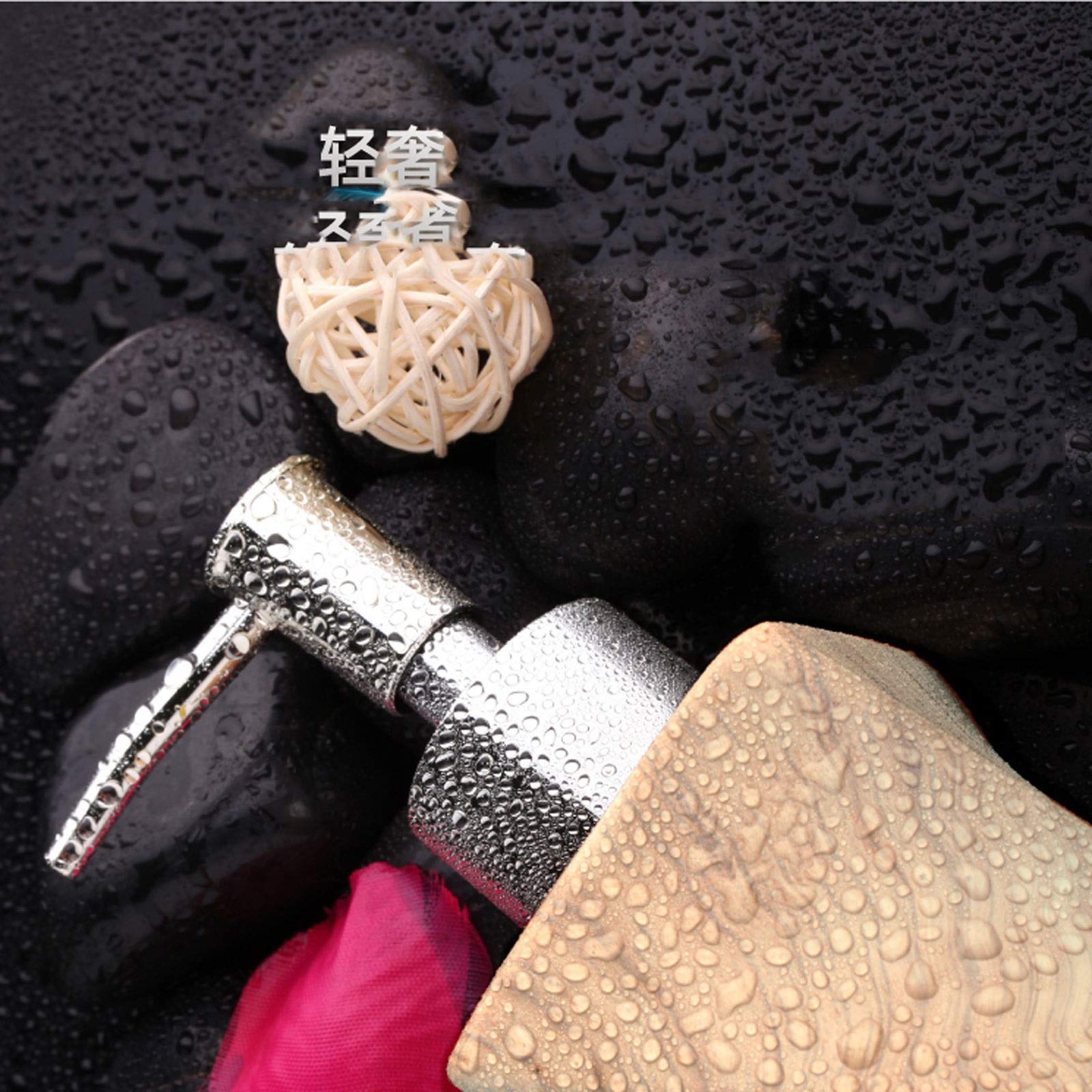 Dispenser di Sapone Liquido per Doccia, da appoggio, per Bagno, Cucina o Ufficio. Dispenser di Sapone Liquido con erogatore in Acciaio Inox. Bello e Pratico (Ceramica). Lozione (Colore: C)