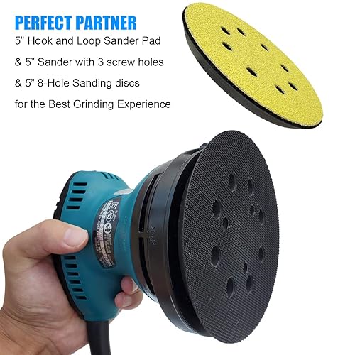 Miniatura 5 de Almohadilla de lijadora de repuesto para Makita 743081-8, 743051-7 - Compatible con Makita BO5041K, BO5010K, BO5030K, BO5031K, XOB01Z lijadoras