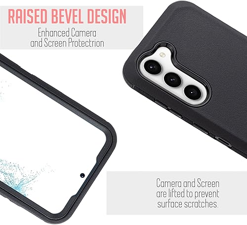 Miniatura 4 de Funda para teléfono Samsung Galaxy S23, protector de pantalla integrado, resistente a prueba de golpes, funda protectora con clip para cinturón (BK)