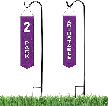 Ashman Adjustable KD Shepherds Hooks 2 Pack, Black, Made of Premium Metal for Hanging Solar Lights, Bird Feeders, Mason Jars, Christmas Lights, Lanterns, Garden Stakes, and Wedding Decor, etc.