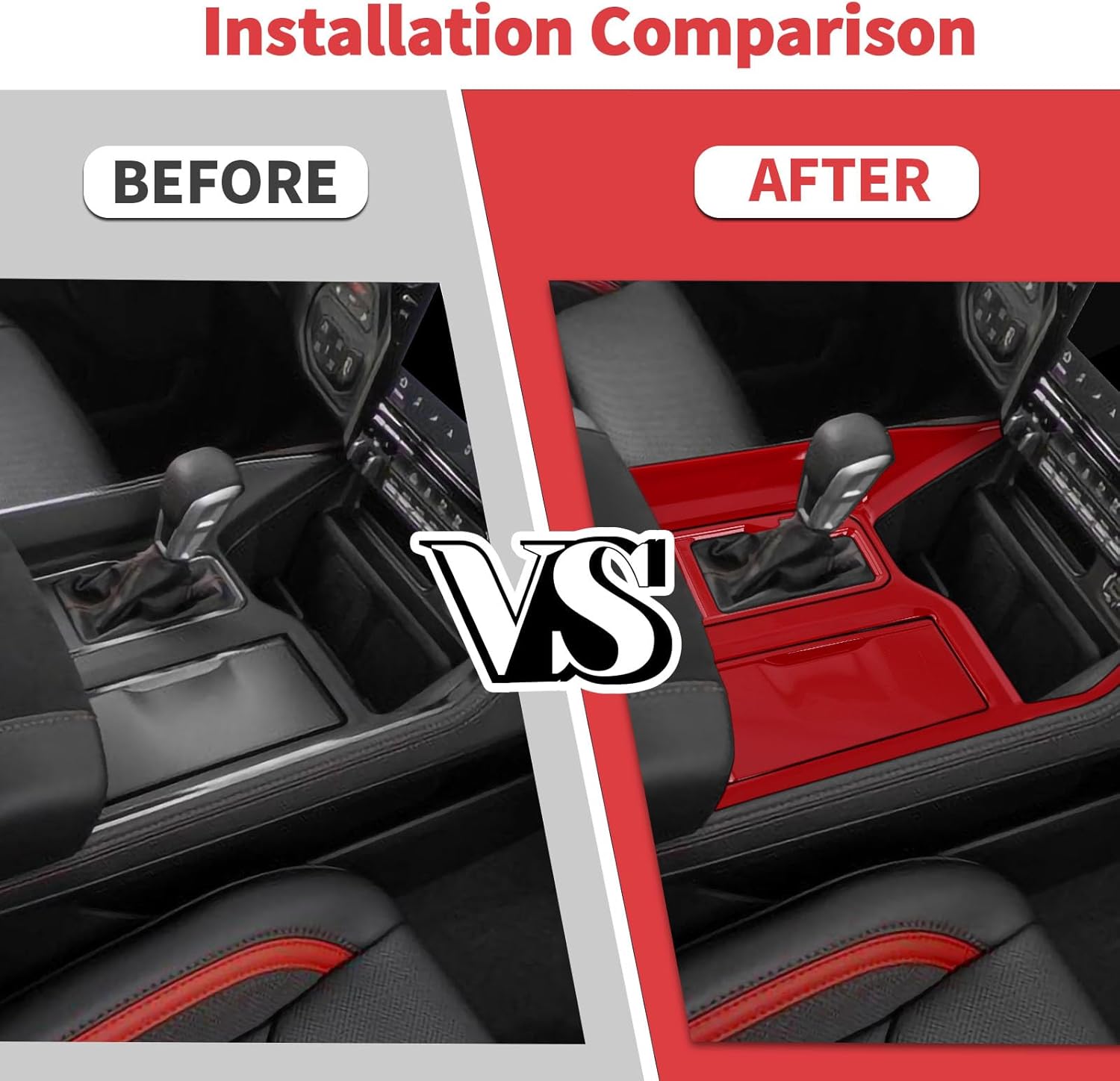 Jimen Fit for Dodge Ram 1500 TRX 2021-2024, 3PCS Gear Shift Panel Cover Interior Trim (Red)