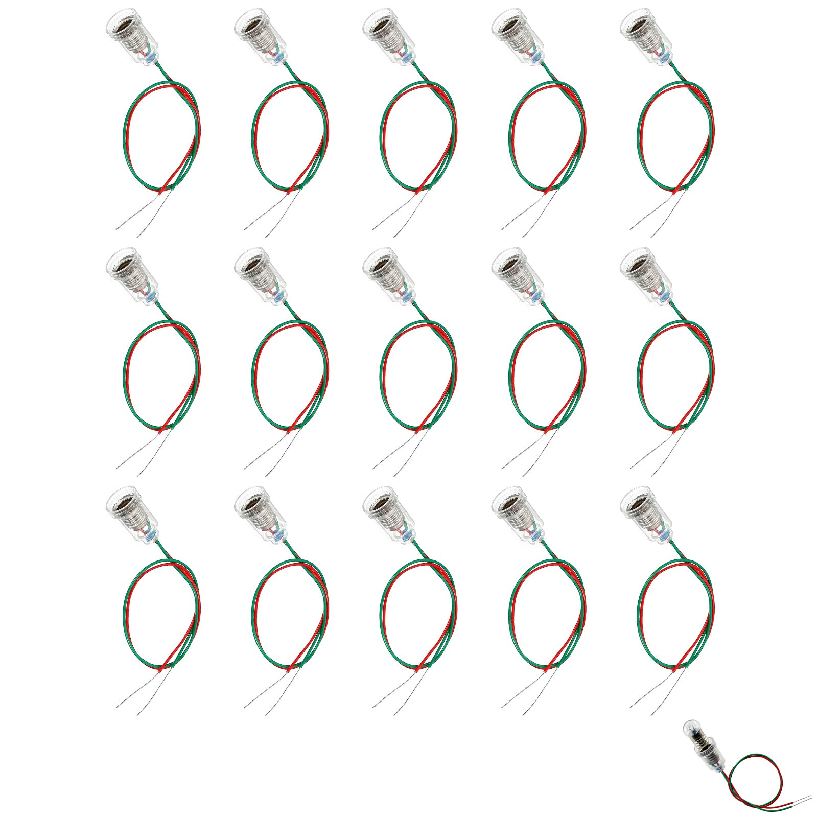 15 PCS E10 Lamp Socket, E10 Bulb Holder Lamp Base with Cable, Screw-Mount Lamp Holder Socket for LED Bulbs, DIY Circuit Experiment and Electrical Test, 25CM Cable for Flashlight, Educational Science