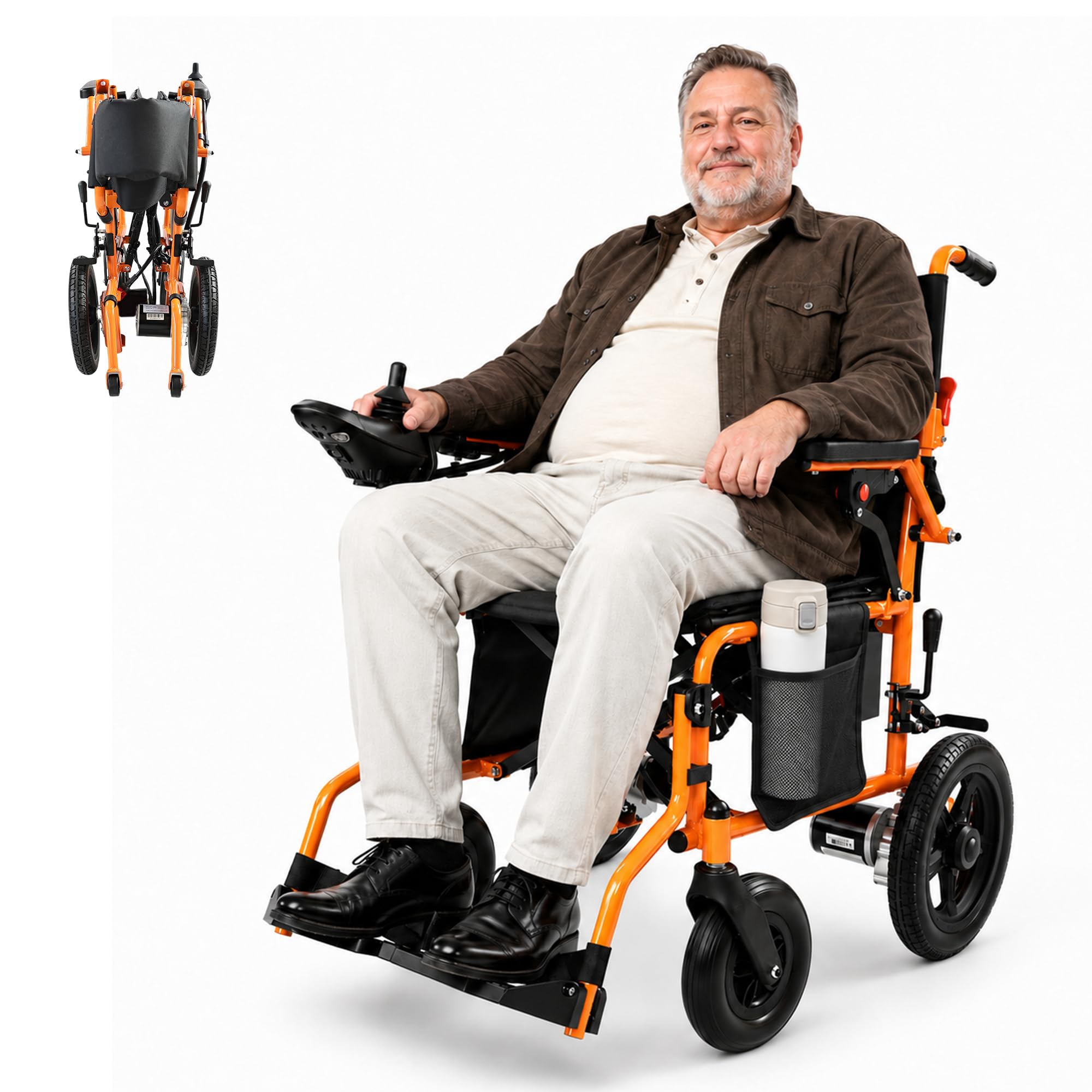 Sedia a rotelle elettrica pieghevole, 50 cm, leggera, 23 kg