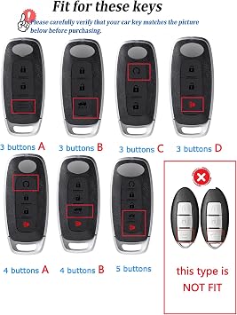 Key Case Key Cover Compatible with Nissan X-Trail T32 T33 Qashqai J12 e-Power Ariya B6 B9 Juke F16 Note Murano Leaf 2023-2026 Metal Key Case Keychain Carbon Fibre