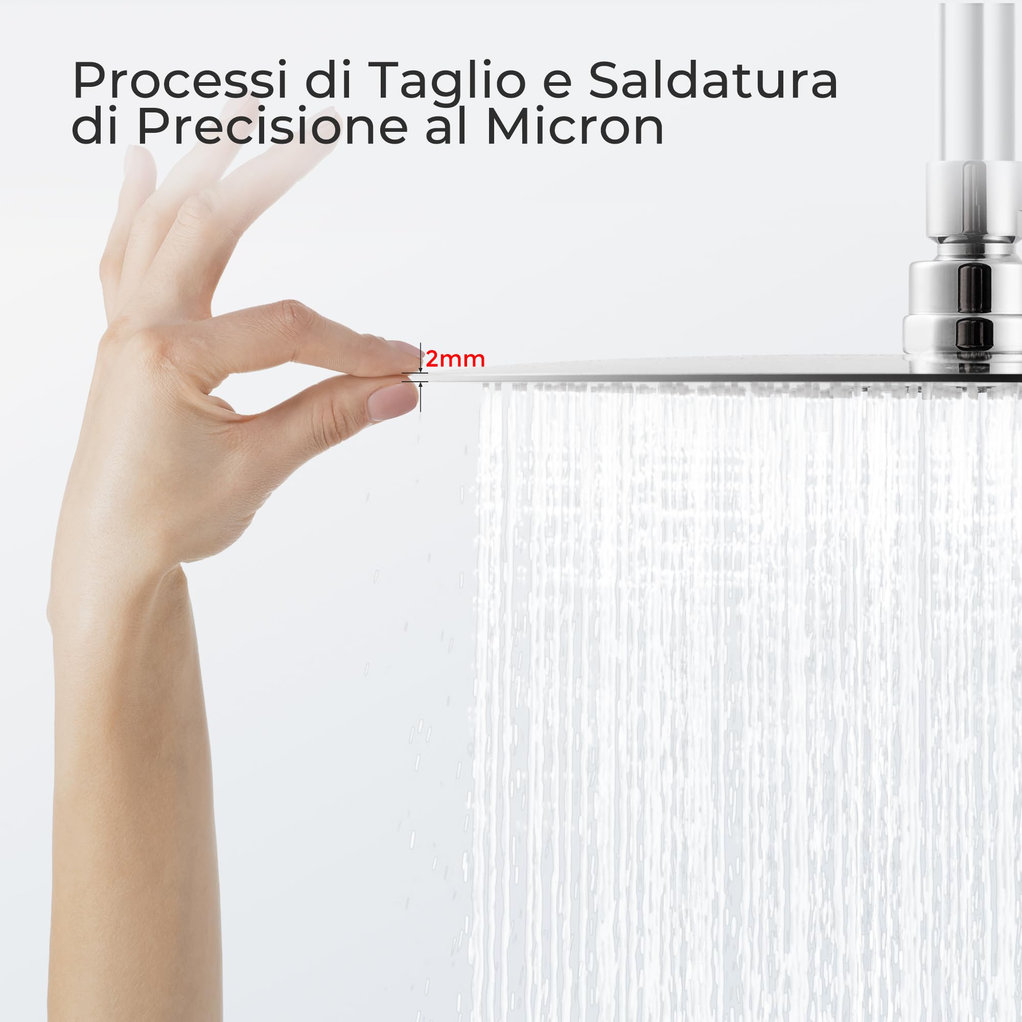 VANCOCO Soffione Doccia a Risparmio Idrico con 600 Ugelli Autopulenti, 25 cm in Soffione Doccia Fisso Acciaio Inossidabile 304 con Finitura a Specchio 8K