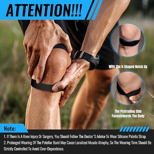 Miniatura 8 de 4 bandas de rótula, correa de soporte para tendón rotuliano para dolor de rodilla y tendinitis, rodillera para mujeres y hombres, correa de soporte