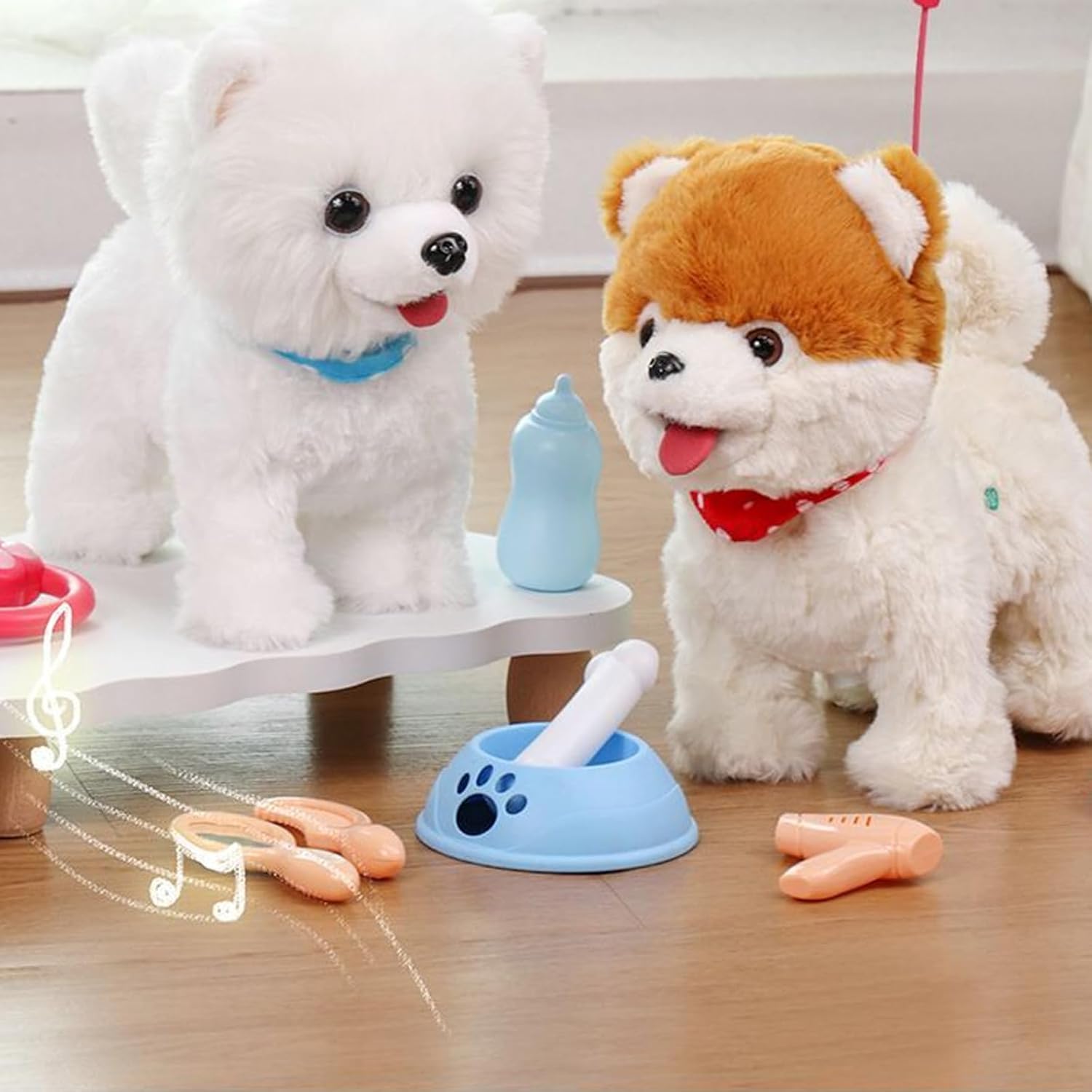 Robot Dog, Interactive Plush Pet Toy Electric Dog with Sound & Tail Wagging, Plush+Abs, Family Bonding & Travel Toy