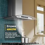 Empava Wall Mount Range Hood Ducted Exhaust Vent and Soft Touch Controls 3-Speed Motor Fan with Permanent Filter in Stainless Steel, 30 Inch