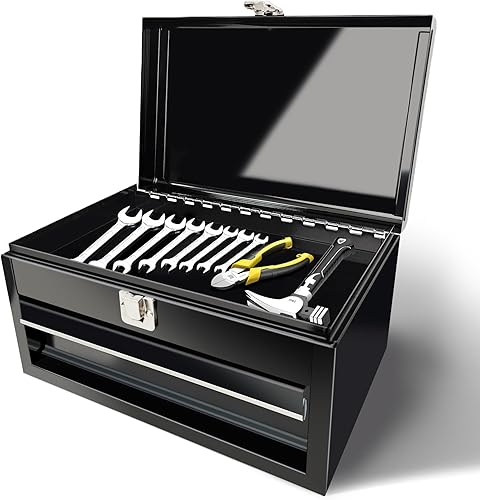 Miniatura 7 de Mini caja de herramientas portátil, caja de cajón de herramientas pequeña con cierre de pestillo, caja de herramientas de almacenamiento de