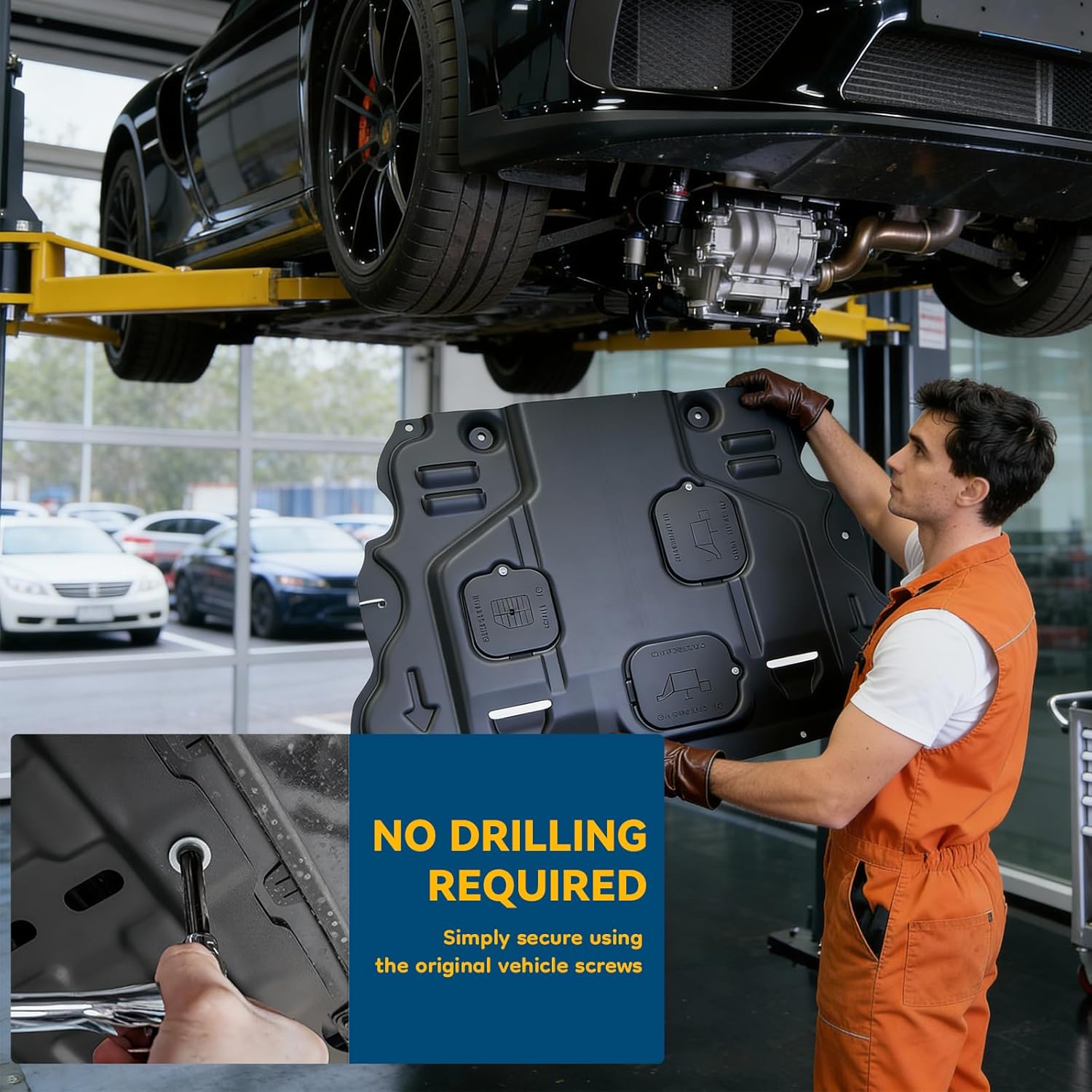 Front Engine Splash Shield Fit for Hyundai Kona 2018-2023, Direct Replacement Engine Splash Guard,Engine Guard for Underbody Protection