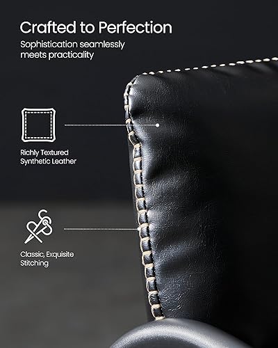 Miniatura 4 de VASAGLE Colección EKHO ULAC014B01 - Silla decorativa, sillón con marco de metal, cuero sintético con costuras, moderna de mediados de siglo, silla