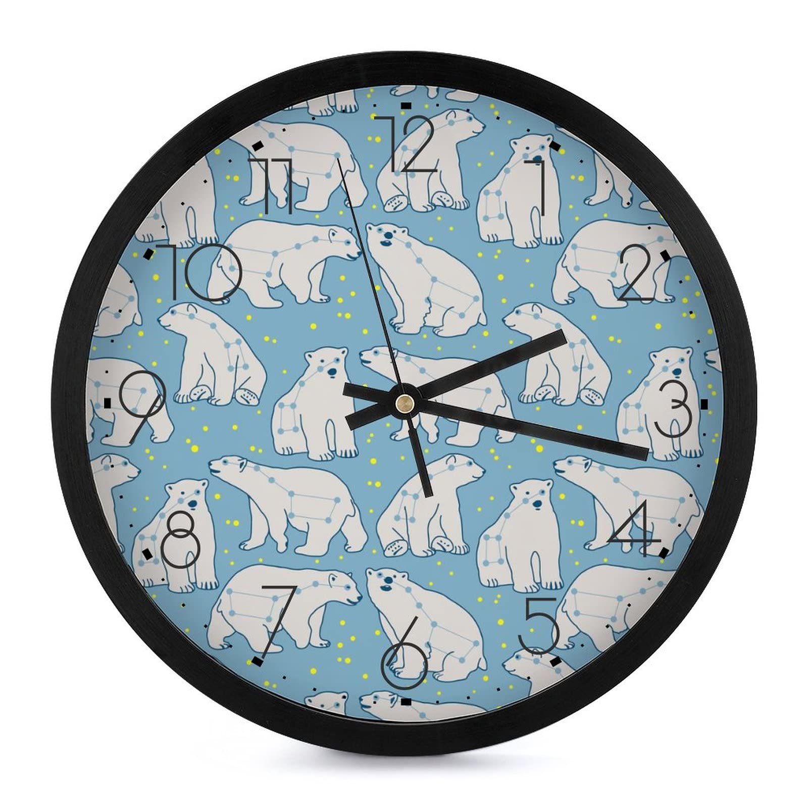 Horloge murale ronde ours polaire blanc de 25.4cm décoration salon chambre