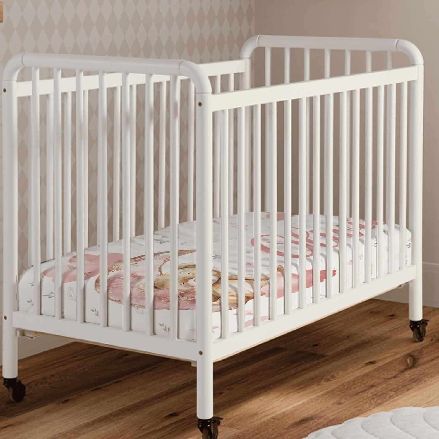 Personalized Crib Bedding Set, Toddler Pink Bear Theme Set with Name, 2 Pcs Baby Crib Set for Infant Babys, Comfort Double Layer Blanket and Crib Sheet, Newborns Gifts for Baby Girls