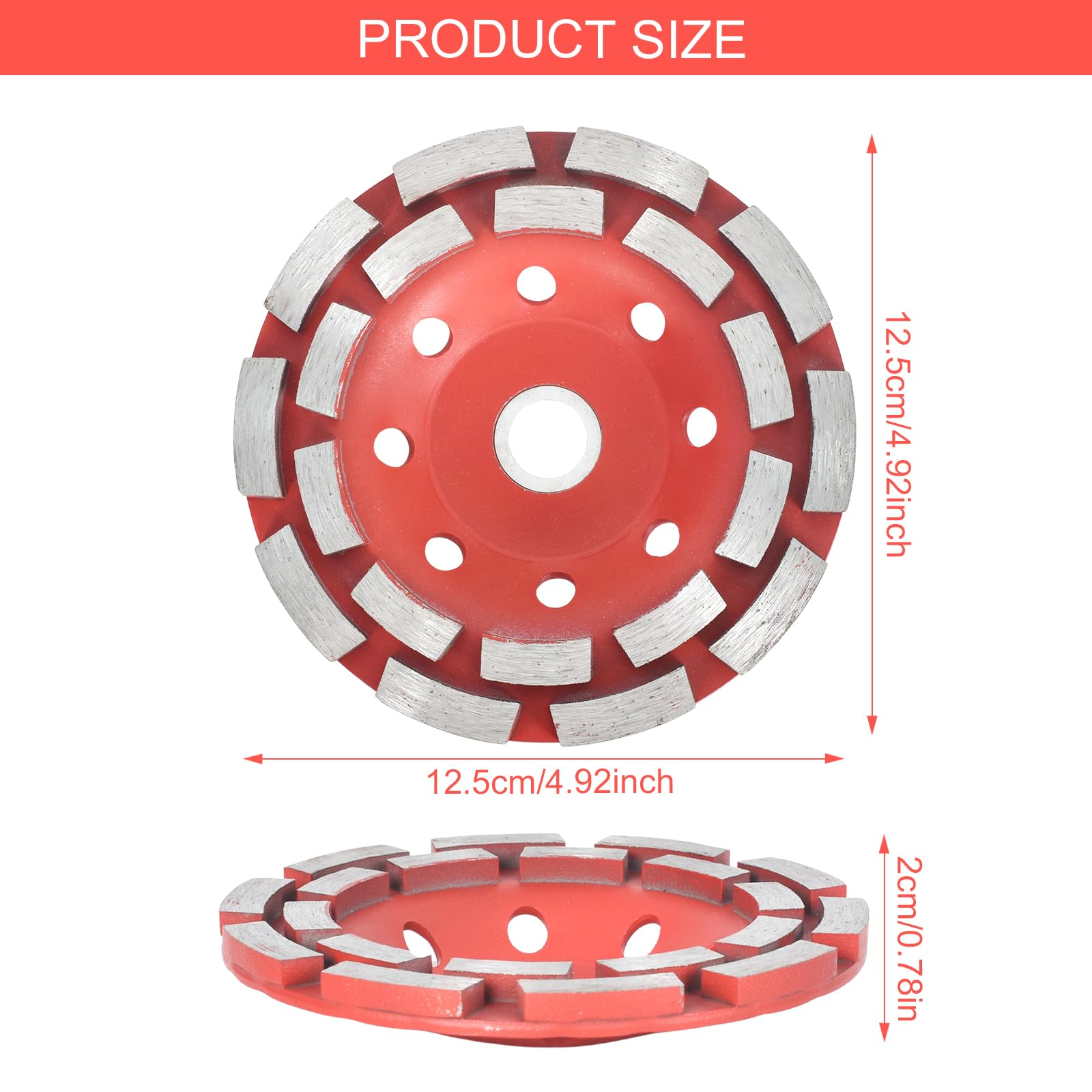 Zimoer Disque Diamant Abrasif 125x 22,23 mm Meule Boisseau Diamantée Double Rangée Disque Meuleuse Universel pour Poncer Béton Pierre Naturelle Marbre Plâtre Granit Chape Maçonnerie