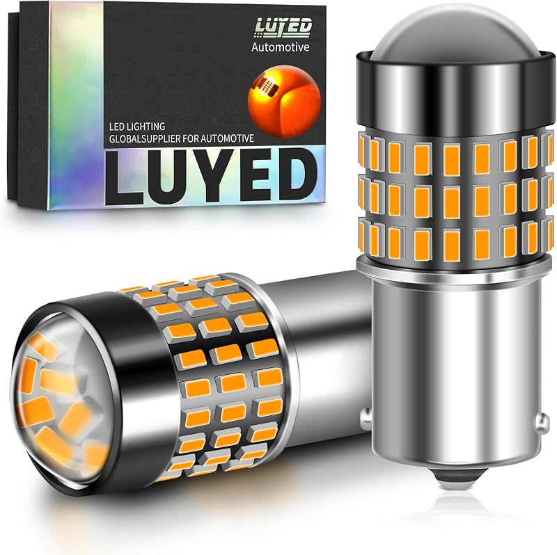 Lâmpadas LED 1156 âmbar amarelo LUYED para seta, lanterna e luz de freio – Conjunto com 2