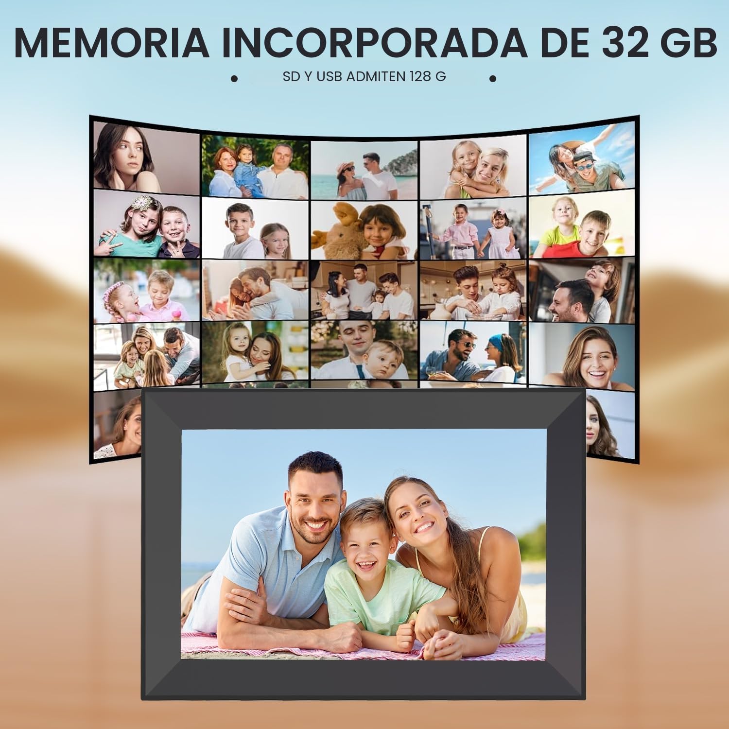 Hesmor Frameo Marco de Fotos Digital WiFi 10,1 Pulgadas Pantalla Táctil Marco Digital IPS 1280 x 800 32GB Rotación Auto Portaretratos Digitales de Fotos Inteligente Soporte Foto, Música, Video, Negro