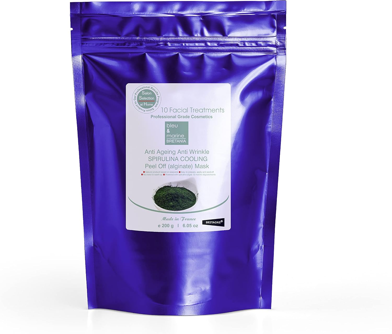 Mascarilla Facial Peel-Off Antiedad y Antienvejecimiento con Espirulina y Alginatos. Efecto Lifting y Antiarrugas. Refrescante, Hidratante y Reafirmante para el Cuidado Facial – 200 g