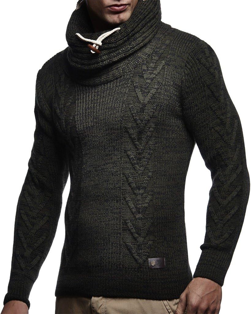 Leif Nelson LN7135 Men's Knitted Turtleneck Pullover