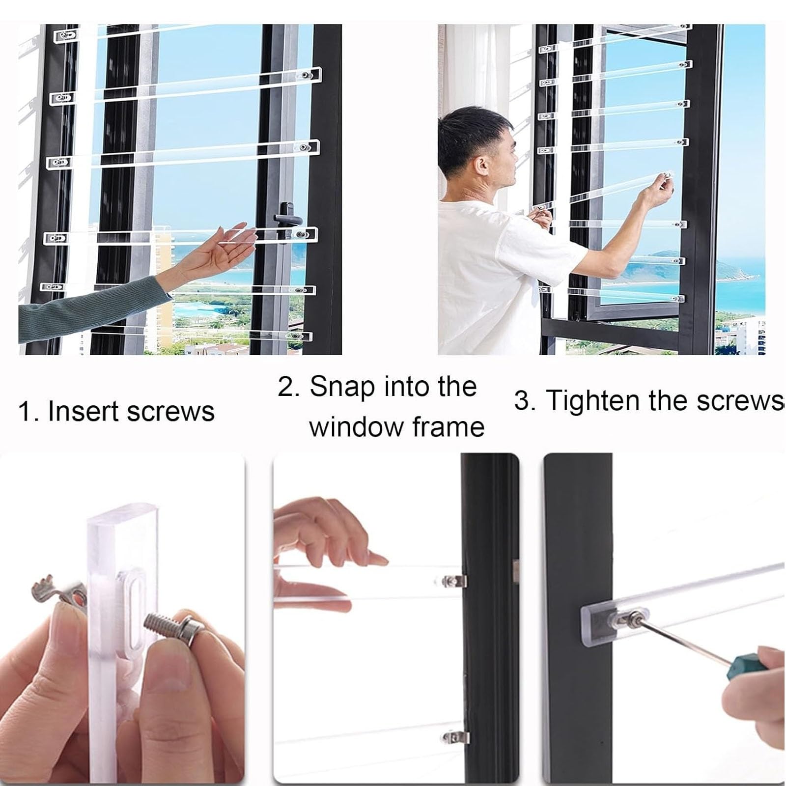 Barandilla De Red De Seguridad For Ventanas | Installazione Orizzontale/verticale, Spaziatura Regolabile, Capacità Di Carico Di 80 Kg, For Camera Da Letto(8 Pack,45cm)