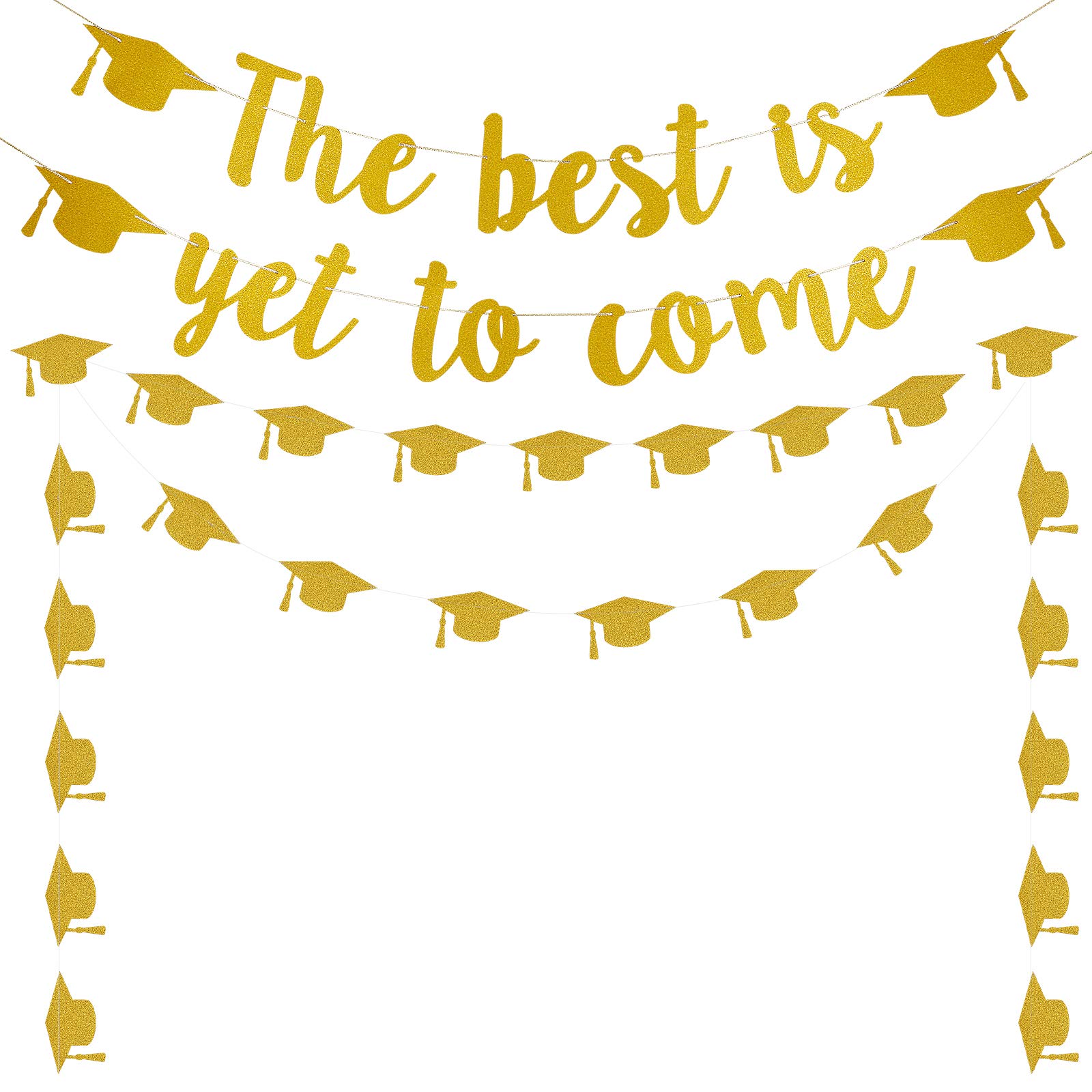 Eicola Striscione Oro 'The Best Is Yet To Come' Con Bandierine Triangolari – Decorazioni Per Laurea, Pensione, Fidanzamento - 4