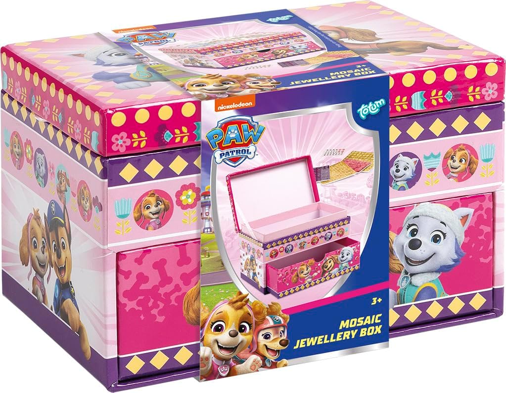 Paw Patrol Jewellery Box for Diamond Crafting, Creative Craft Set with Pull-Out Drawer, Jewellery Storage & DIY Decoration for Children with Skye & Everest