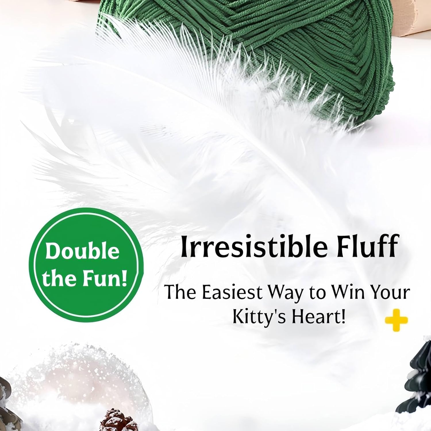Interactive Cat Teaser Toys Christmas Fun, 20-Inch Extended Wooden Handle Cat Toy Kit with Built-in Bell, Interactive Feather Toys for Indoor Cats, Ideal Gifts for Kitty Entertainment & Exercise