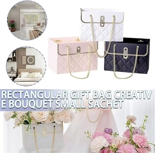 Miniatura 2 de Caja de regalo de papel de flores con cadena de metal, cajas de flores portátiles, cajas para arreglos florales, cajas de flores para arreglos,