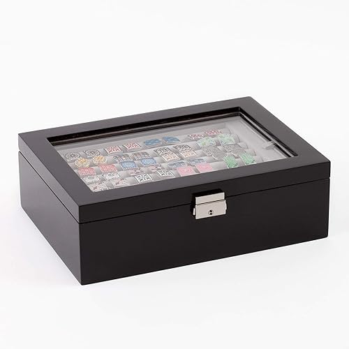 Miniatura 4 de Caja grande de almacenamiento de gemelos negros y anillos con organizador de joyas de doble capa, caja de almacenamiento de anillo, vitrina de