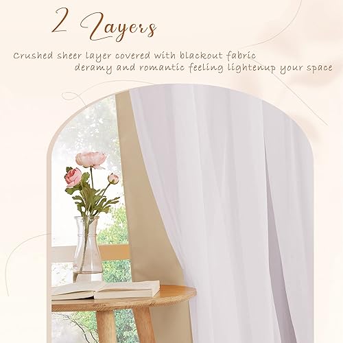 Miniatura 5 de PONY DANCE Cortinas opacas con superposición transparente, mezcla y combina de doble capa, cortinas de oscurecimiento de habitación para dormitorio,