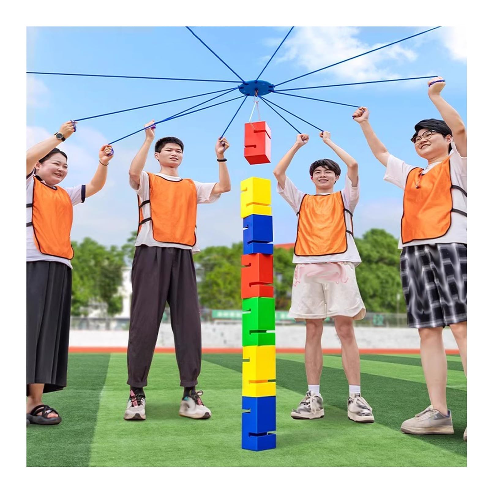 Team Building Game Gry Zespołowe Do Budowania Wież Z Klocków Dla Dorosłych Praca, Zajęcia Na Świeżym Powietrzu, Dzień W Terenie, Zajęcia Grupowe, Praca Zespołowa, Zestaw Do Układania Klocków