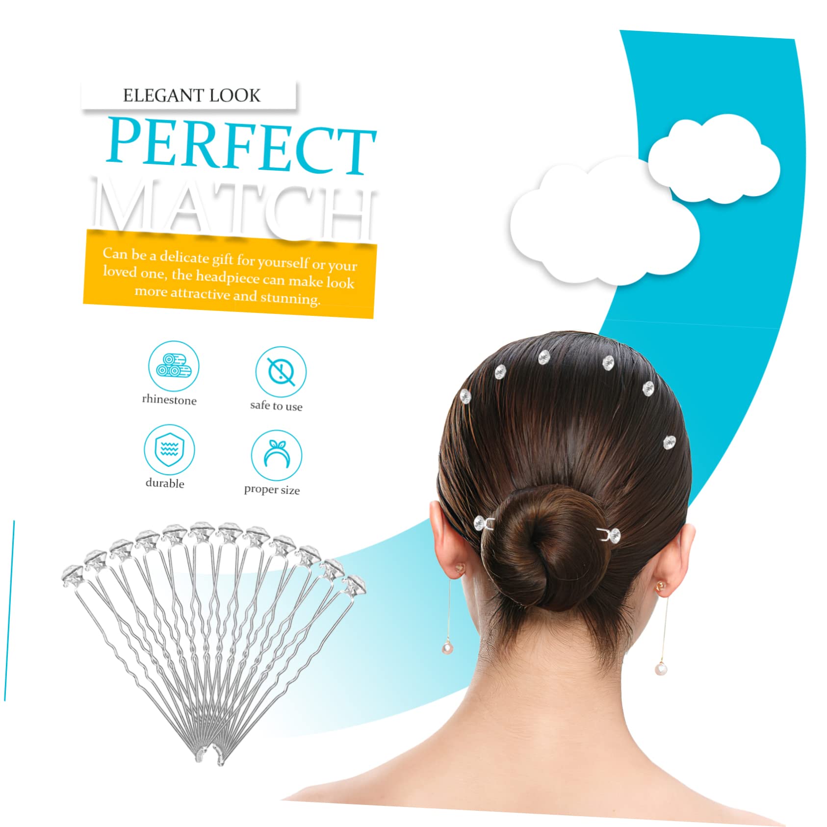LALAFINA 4 Sets Haarnadel Für Hochzeit Strass Haargabeln Damen Dutt Haarnadel Mädchen Haarschmuck 12 Stück * 4