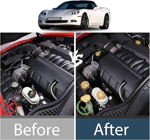 Miniatura 9 de Lcojicep Tapa de aceite del motor, tapa de radiador, tapa de arandela, tapa de líquido de freno, compatible con Chevrolet Corvette C6 2005-2013,