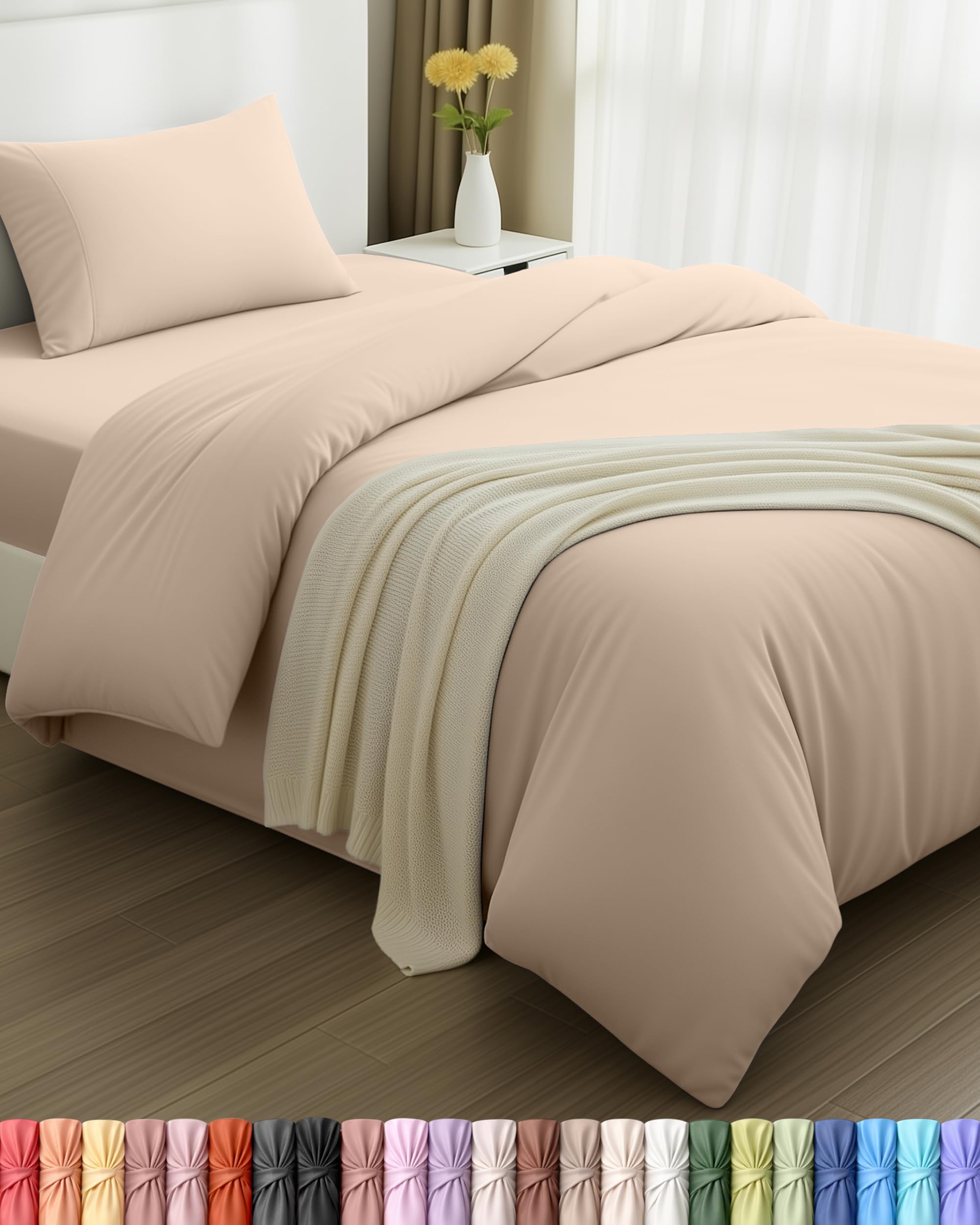 Utopia Bedding 3 Piece Single Bedding Set - Duvet Cover, Fitted Sheet with Pillow case - Soft Brushed Microfiber (Beige)