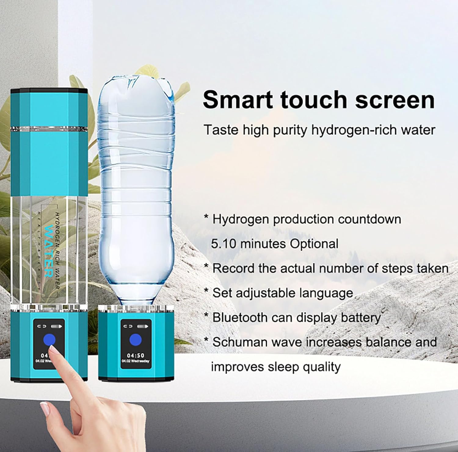 Hydrogen Water Bottle Generator, Portable H2 Water Ionizer Machine Cup, Hydrogen Water Bottle for 99.9% Pure Hydrogen, Healthy Hydrogen Ions Water Pitcher, Gift for Men Women