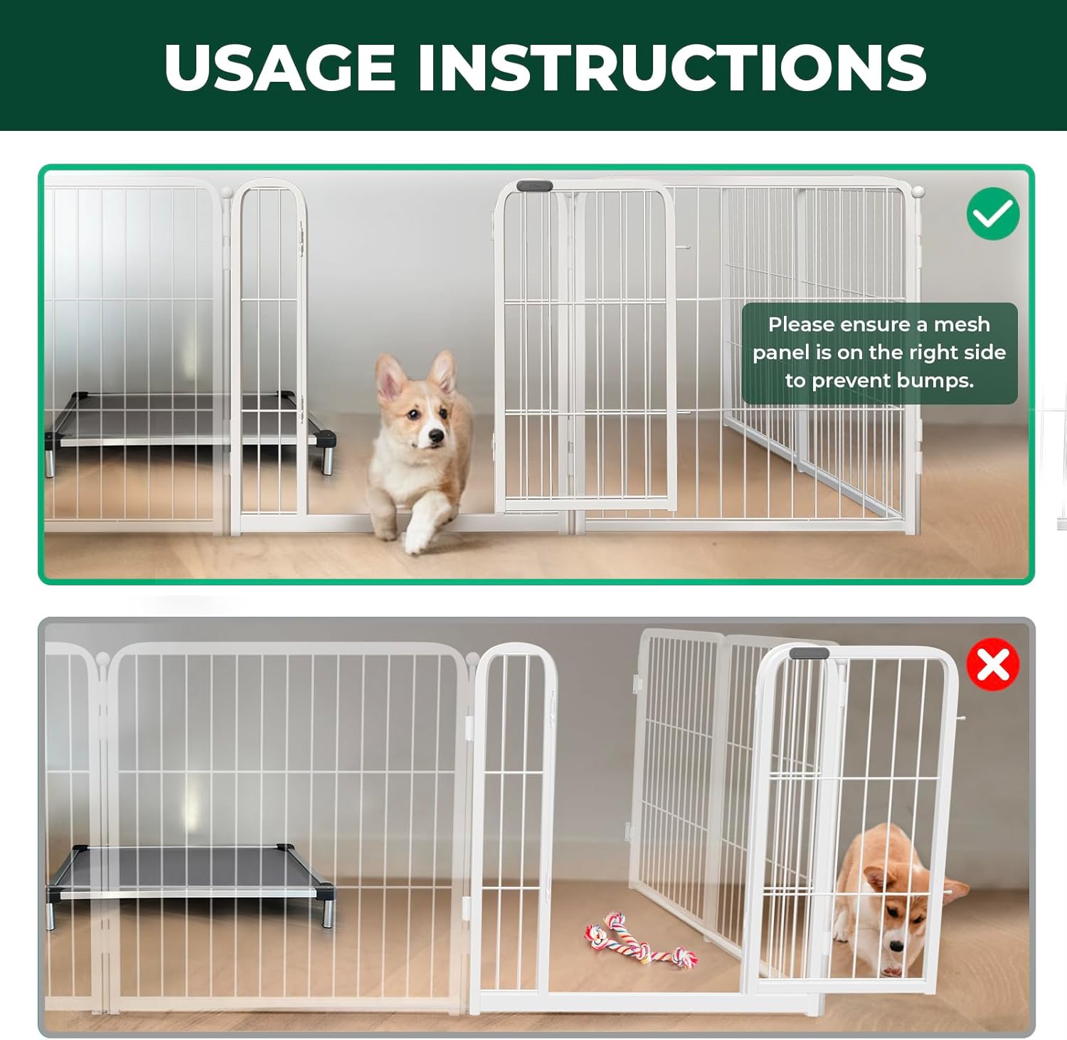 FXW Magnetic Door Stopper for Dog Playpen, Keeps Gate Open, Adhesive Mount, Compatible with Iron Playpen Doors, Suitable for Indoor Use, Black, 2 Pack|Patent Pending