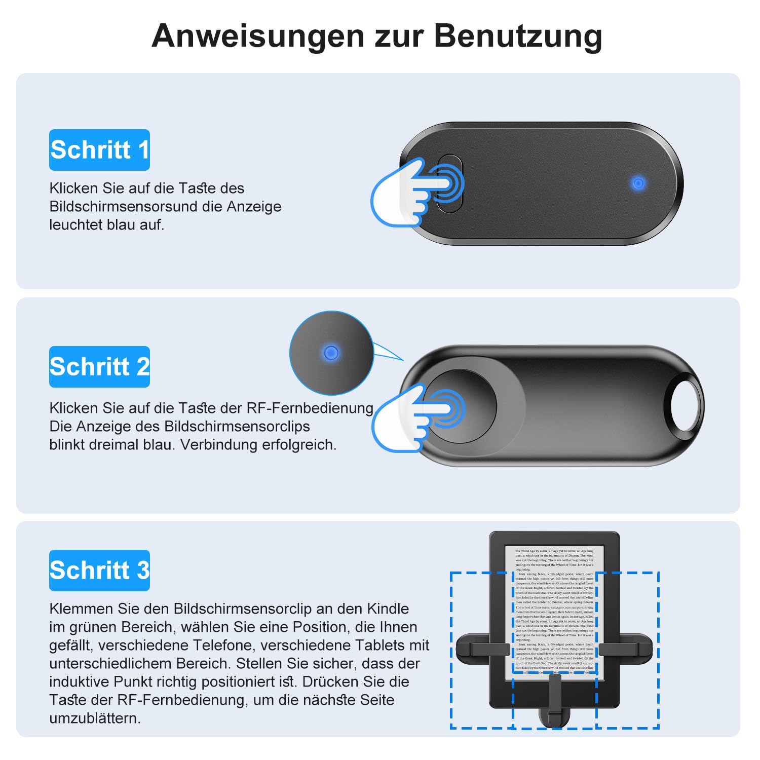 Fernbedienung Zum Seitenwenden Für Kindle & Tablets – USB-C, Kompatibel Mit Paperwhite, Kobo, Surface