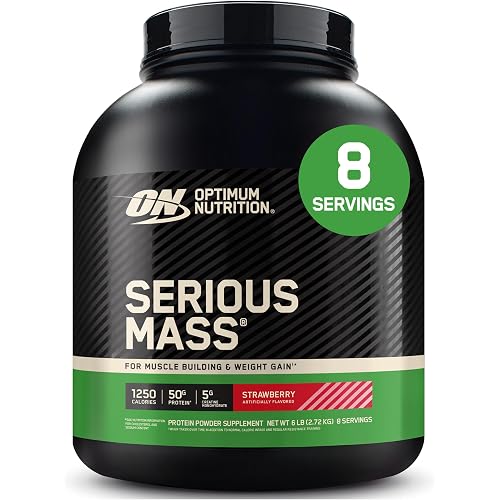 Optimum Nutrition Serious Mass Weight Gainer Protein Powder, Strawberry 6LB