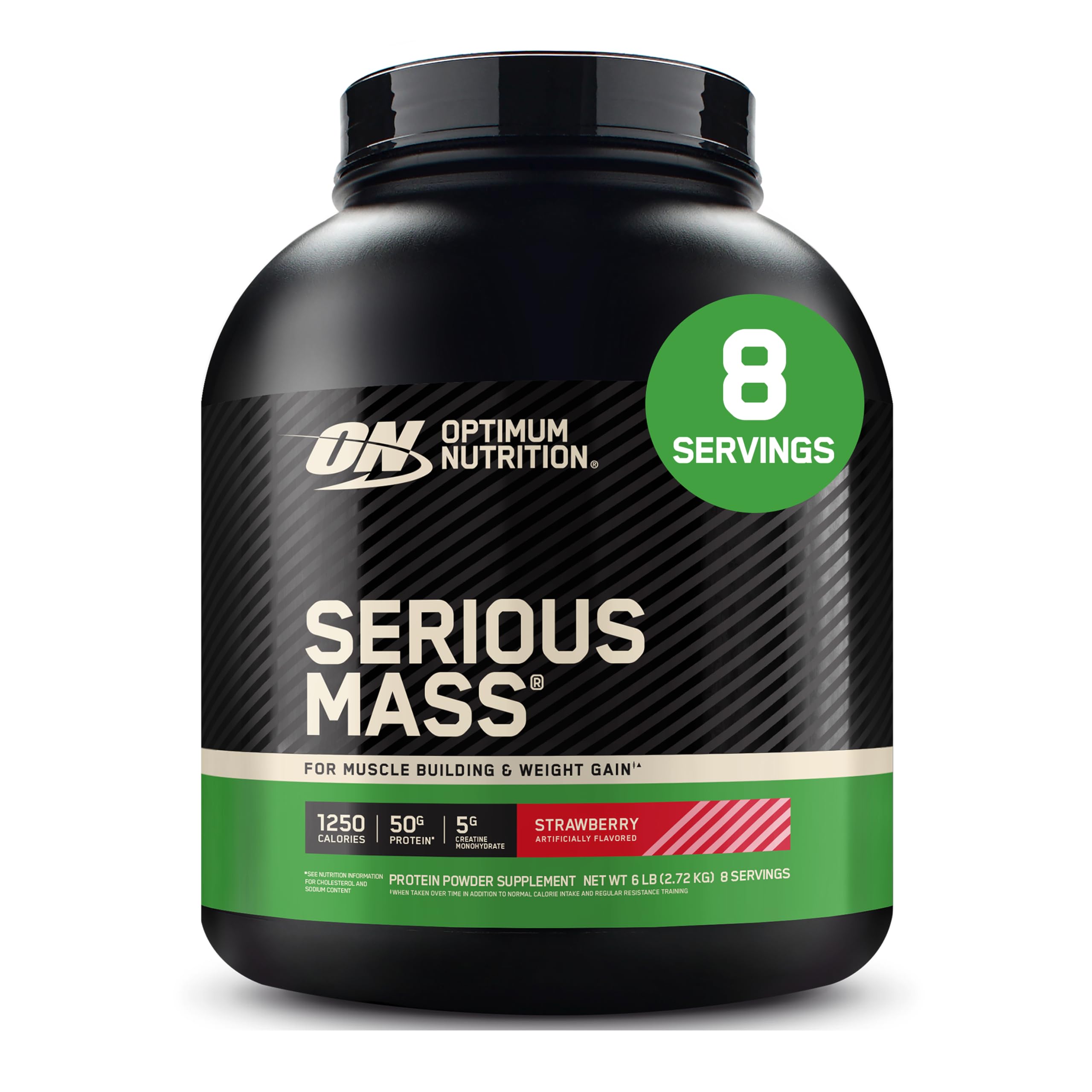 Optimum Nutrition Serious Mass Weight Gainer Pulver, Geschmack Erdbeere, 2.73kg, 8 Portionen