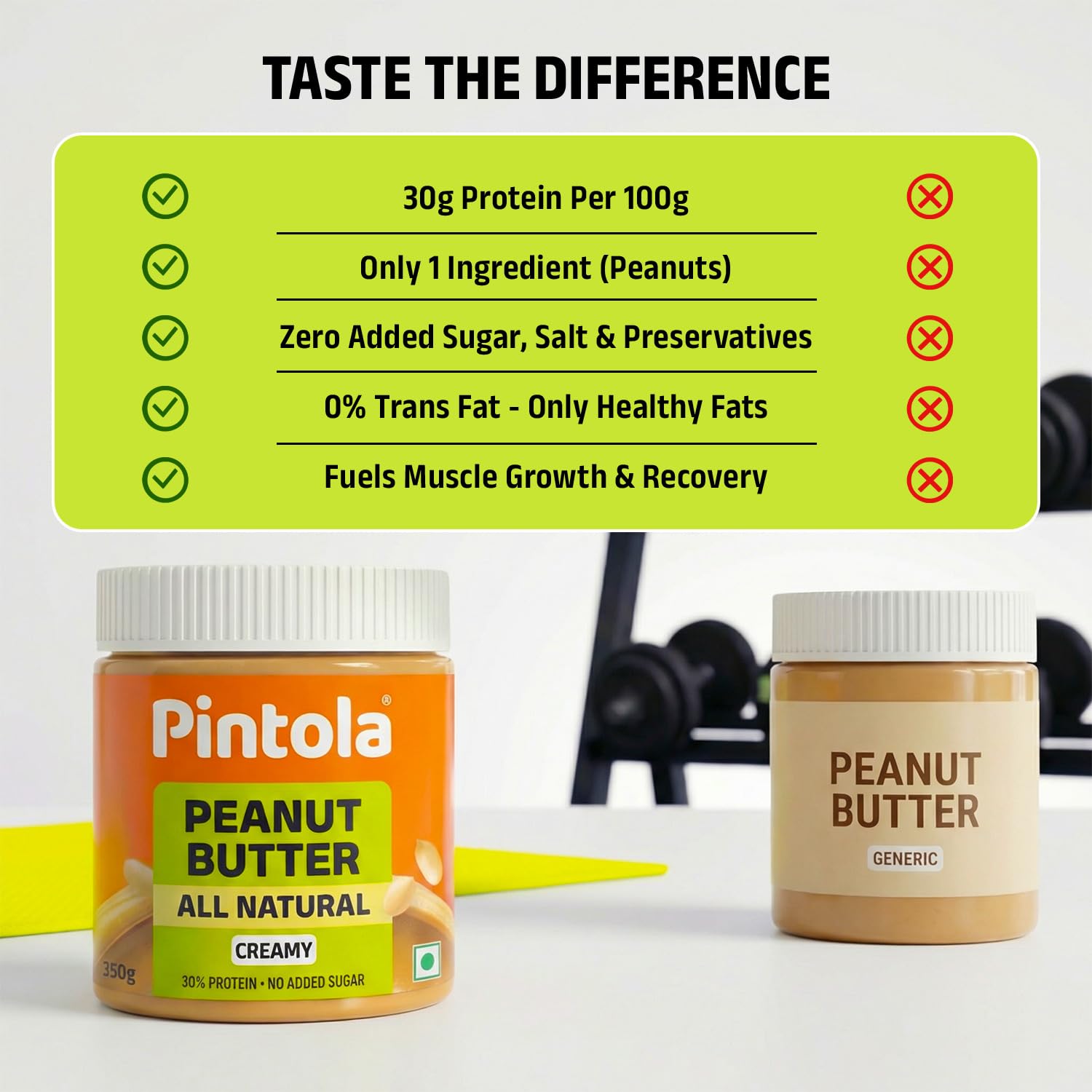 Pintola Beurre d'arachide tout naturel (crémeux) | non sucré | 30g Protéines | Sans OGM | Sans gluten | Sans cholestérol (350g)