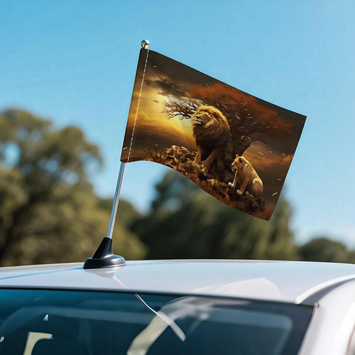 Kings-Lion Car Flag Polyester Clip Flags Mini Handheld Banners for Auto Outside Travel Decor image 5