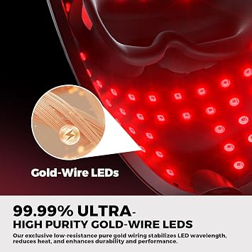 QuasarMD 7 in 1 Red Light Therapy Face Mask with Gold-Wire LED | 7 Color Light & Infrared Combo Therapy for Regulate Oil, Acne & Anti-Aging, Premium Cordless Home Skincare Device for Gift