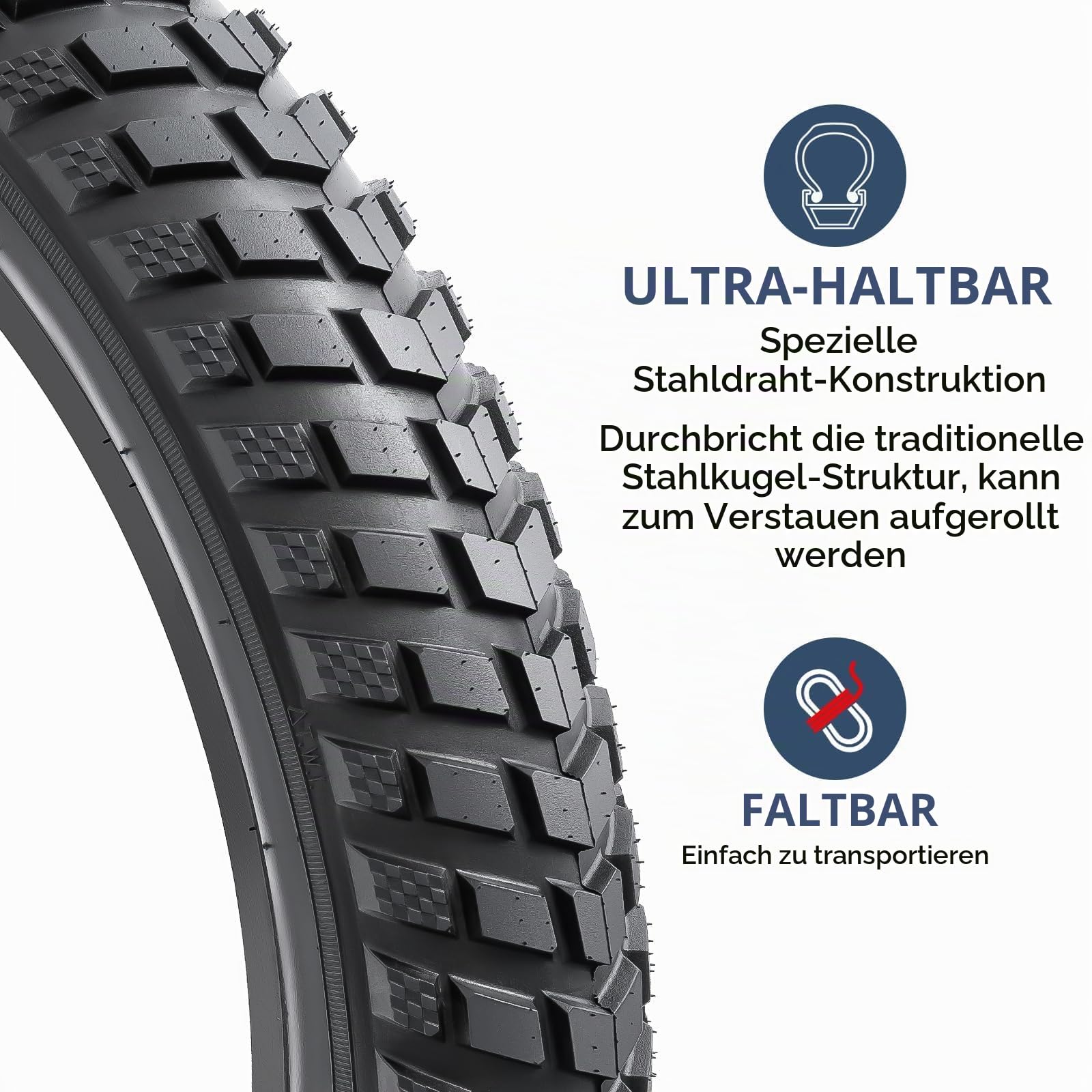 YunSCM 2PCS Fat E-Bike Faltbarer 26 Zoll Reifen 26x3.0 Mantel 76-559 Ventil kompatibel Elektrofahrräder, Rennräder 26 x 3 Fahrräderreifen