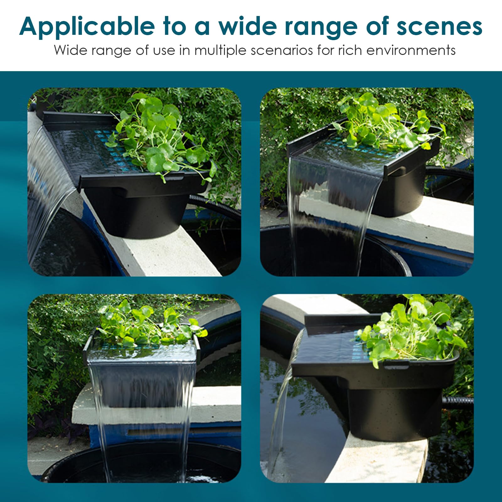 Kit completo per laghetto, cascata da giardino, 48 x 44 x 28 cm, kit completo con pompa e sistema di filtraggio, set per laghetto, piscina, patio, torrente