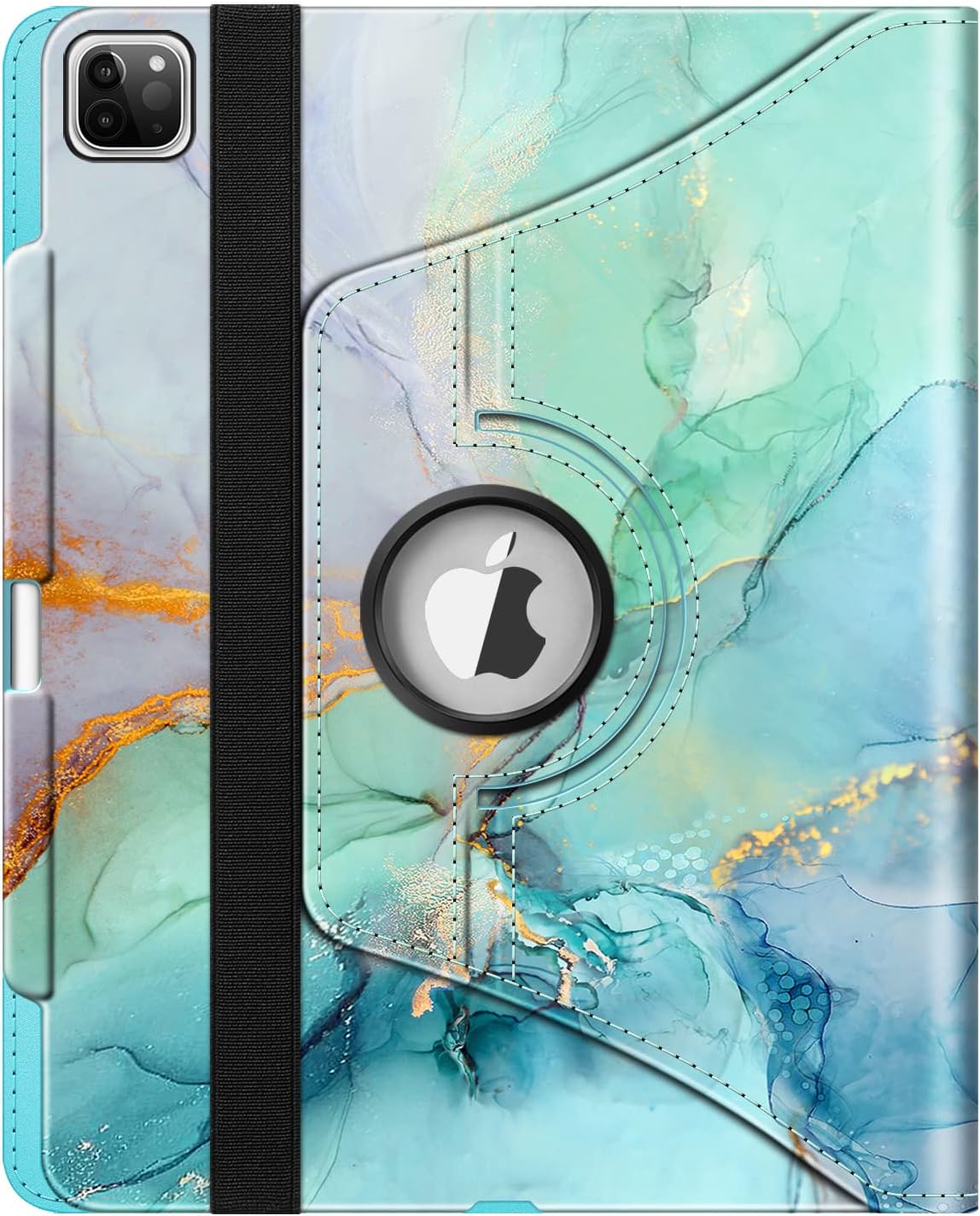 Fintie Rotating Case for iPad Pro 12.9-inch 6th Generation 2022-360 Degree Swiveling Protective Cover with Pencil Holder, Auto Sleep/Wake, Also Fit iPad Pro 12.9" 5th/4th/3rd Gen, Emerald Marble - Image 8